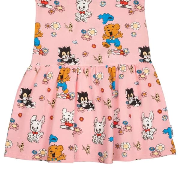 Bamse och blommor-klänning  rosa