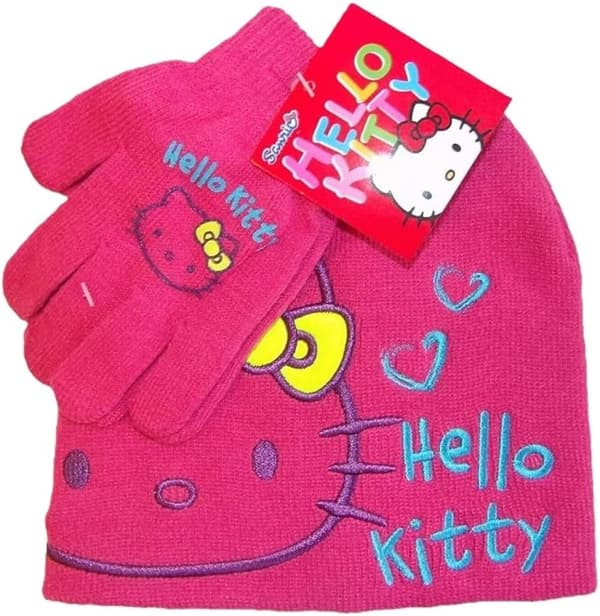 Hello Kitty hue + vanter 54 cm lyserød
