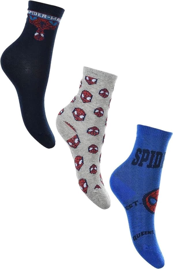 3-pak Spiderman-sokker Blå/Grå/Mørkeblå