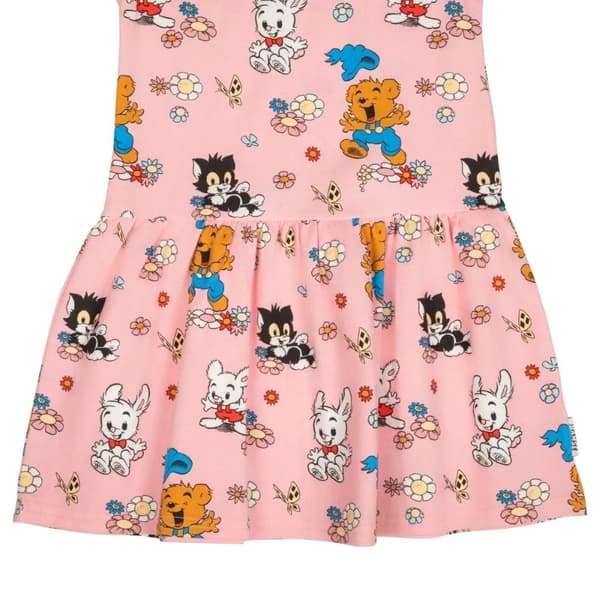 Bamse och blommor-klänning  rosa