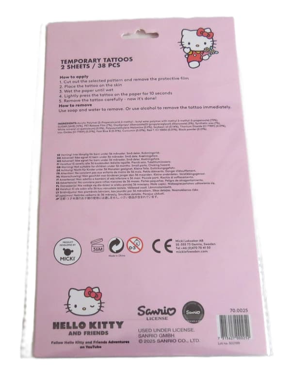 Hello Kitty - 38 Temporära Tatueringar