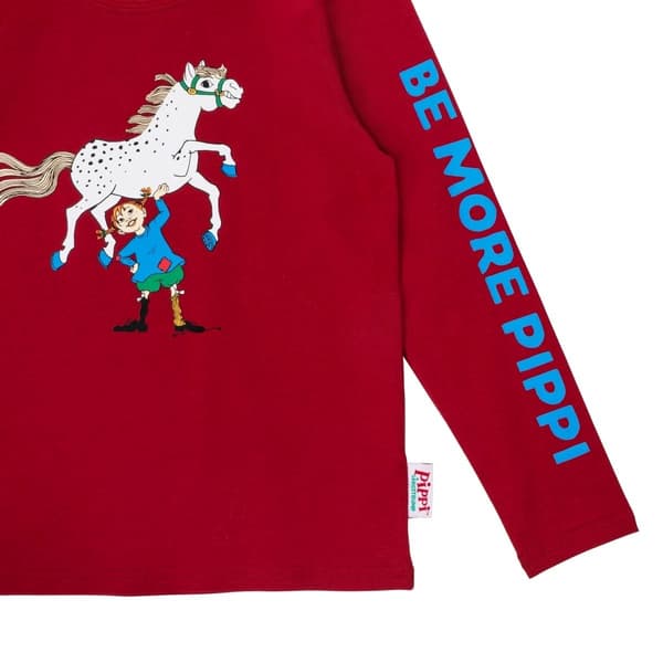 Pippi Långstrump Superstark-tröja mörkröd