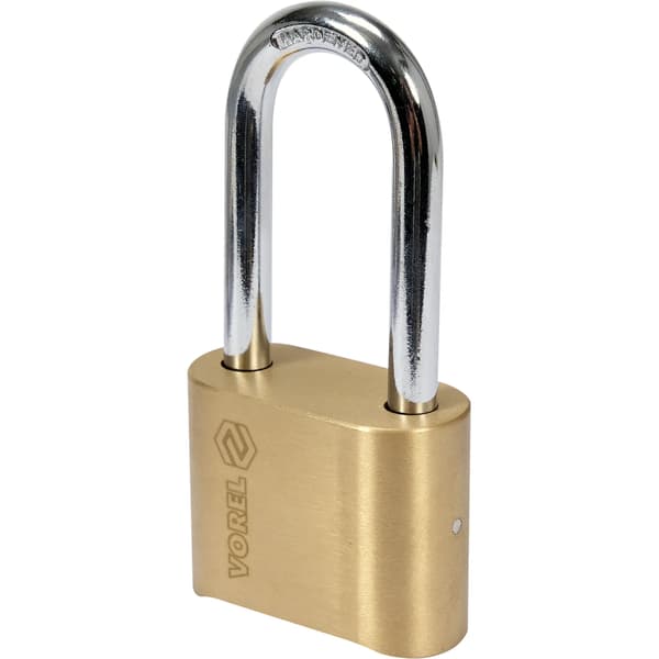 Lås med kod 50 mm med lång hasp, mässing