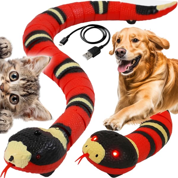 Interaktiv slange for katter – 40 cm, oppladbar via USB