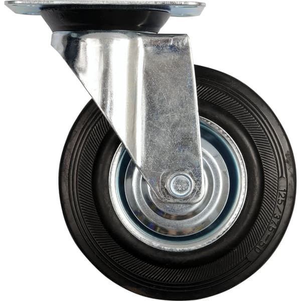 Vridbart hjul med sort gummi 125MM