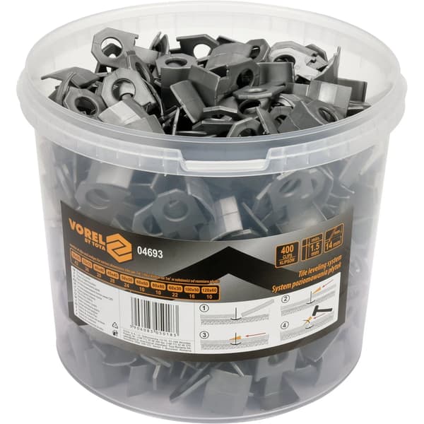 MAMUTH Justeringsklips System 400 stk Fliser Klips for Keramiske Fliser og Gresstiles 1,5MM