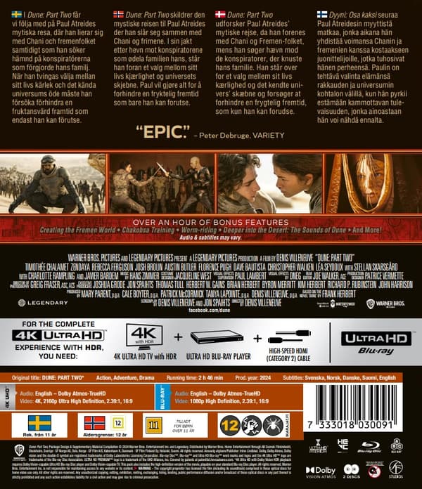 Dune Part Two 4K UHD + Blu Ray