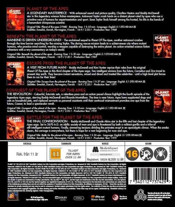 Planet Of The Apes Collection Blu Ray
