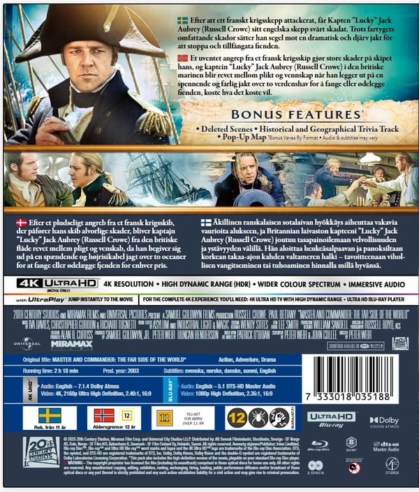 Master and Commander 4K + Blu ray