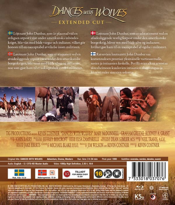 Dances with Wolves - Tanssii susien kanssa (1990) Extended Cut Blu ray