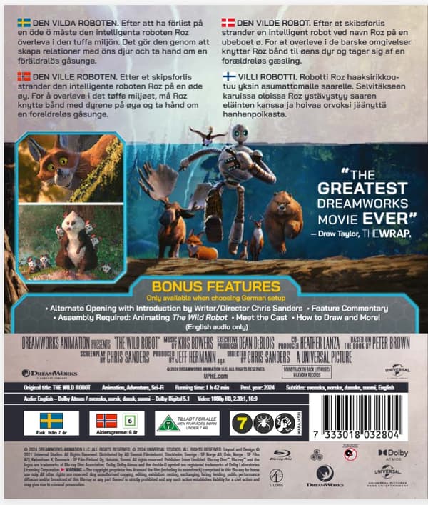 The Wild Robot - villi robotti Blu Ray