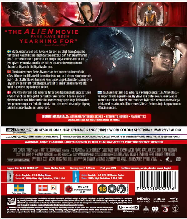 Alien Romulus 4K UHD + Blu Ray