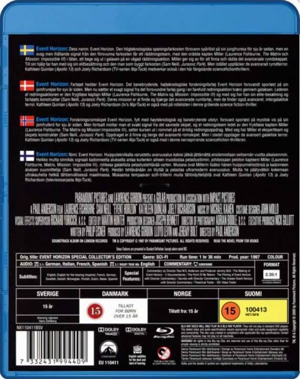 Event Horizon Blu Ray