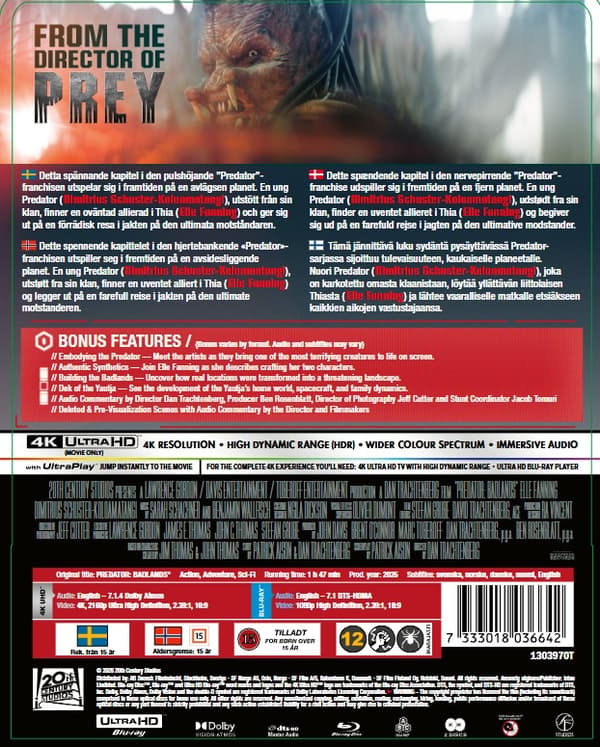 Predator: Badlands Steelbook 4K + Blu ray