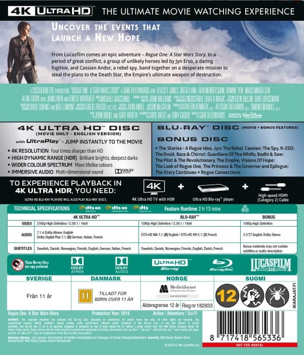 Star Wars Rogue One 4K UHD + 2-Disc Blu Ray