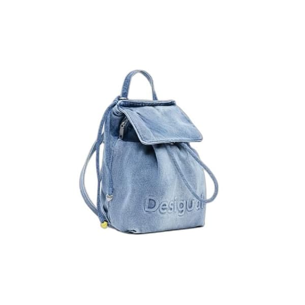 Ryggsäck - DESIGUAL - Half Logo Luena - blå denim - vadderade axelremmar - optimerad förvaring