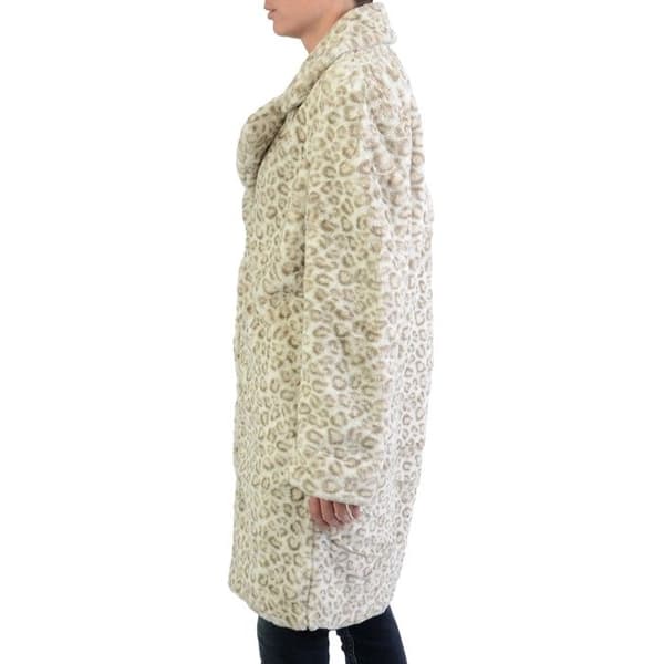Manteau NA-KD Leopard Fuskpälskom - Svart & Vit Leo