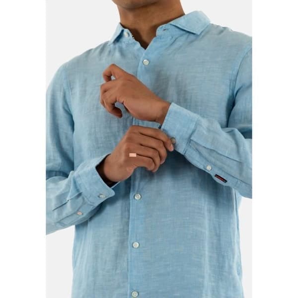 Skjorta Långärmad Superdry Vacation Linen - Ljusblå-Chambray