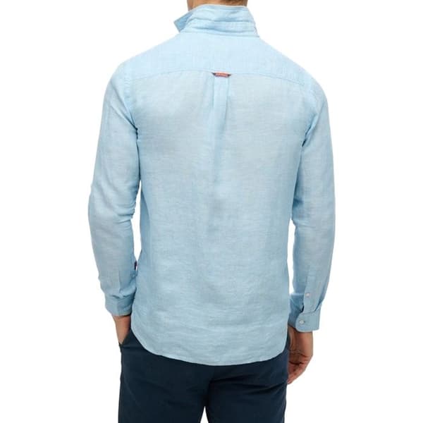 Skjorta Långärmad Superdry Vacation Linen - Ljusblå-Chambray