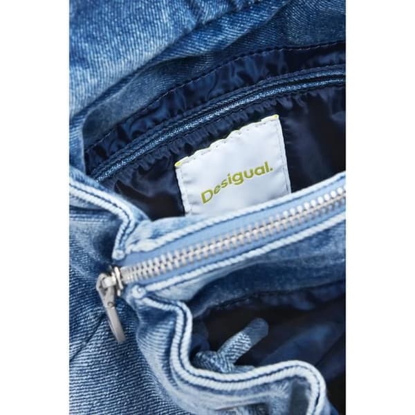 Ryggsäck - DESIGUAL - Half Logo Luena - blå denim - vadderade axelremmar - optimerad förvaring