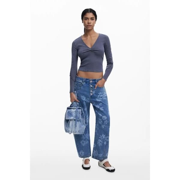 Ryggsäck - DESIGUAL - Half Logo Luena - blå denim - vadderade axelremmar - optimerad förvaring