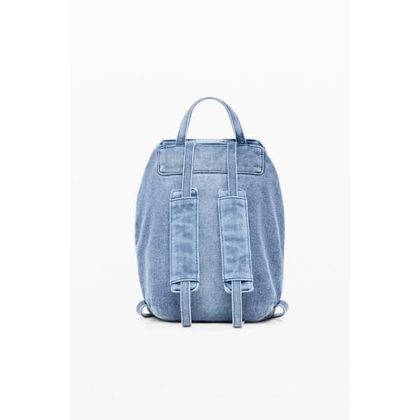 Ryggsäck - DESIGUAL - Half Logo Luena - blå denim - vadderade axelremmar - optimerad förvaring