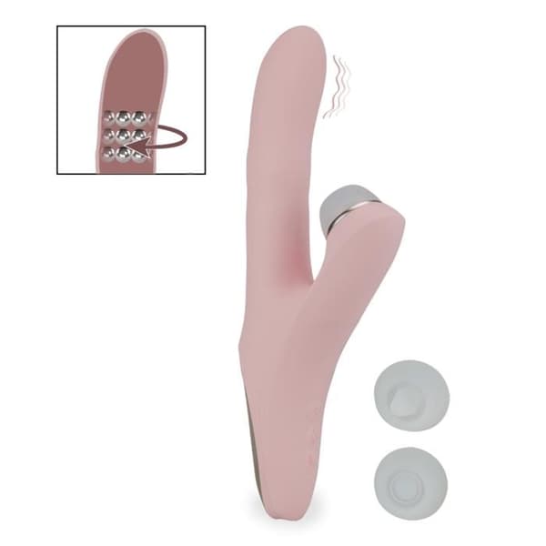 roterande kanin vibrator med 3 stimulerande spetsar Absolute - Rosa