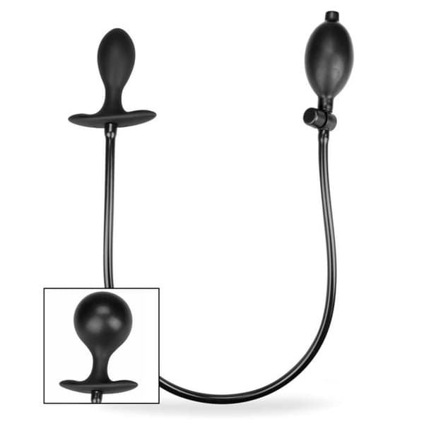 Inflatable anal plug med masserande kula - Svart