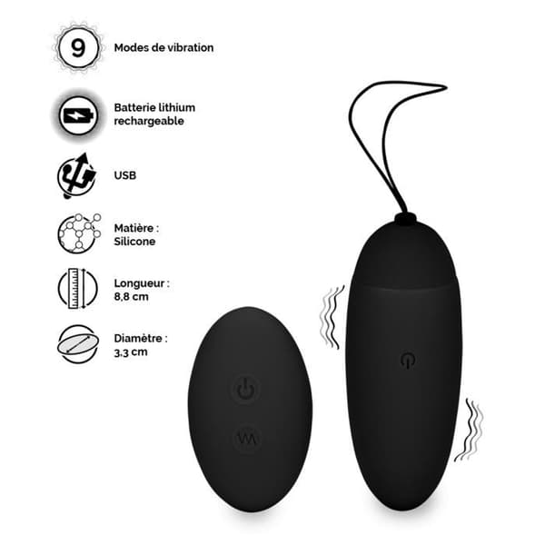 Fjärrstyrd vibrerande ägg Ada - Vibrator för par - Svart