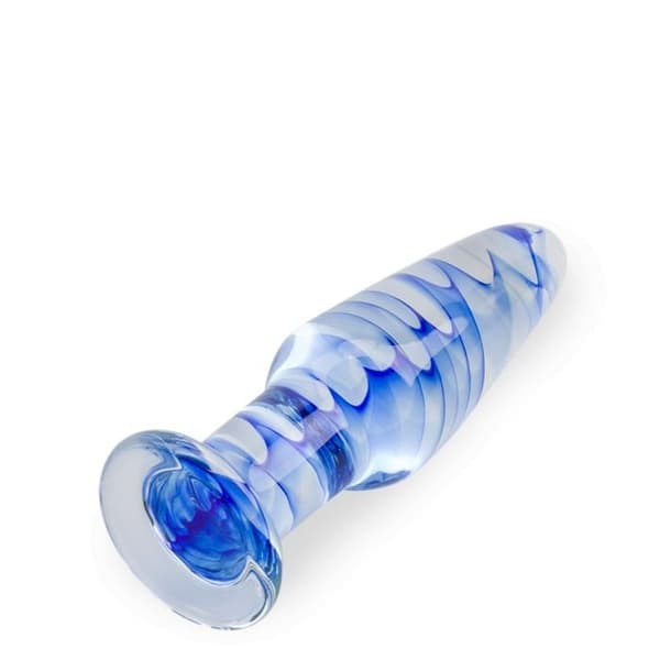 Glas analplugg Mist - Blå