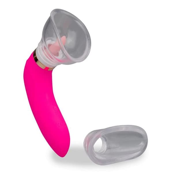 Vulvapump med tunga och 2 munstycken - Rosa