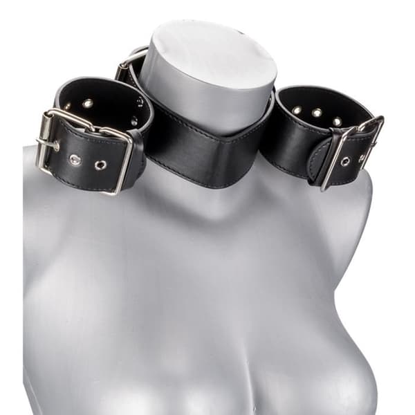 BDSM-halsband och handledskåpa - Svart