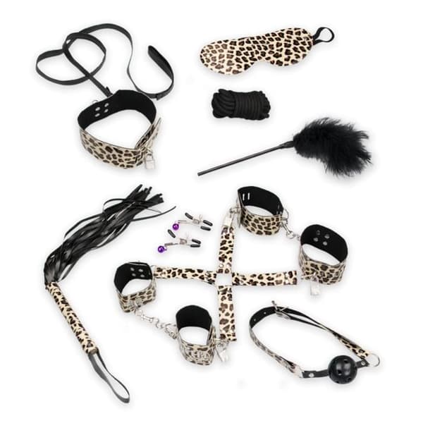 BDSM-leksaker och tillbehörsset 11 delar - Leopard