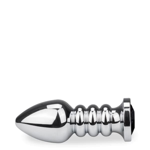 Metallplugg anal rosabud ringad XL - 8 färger - Onyx