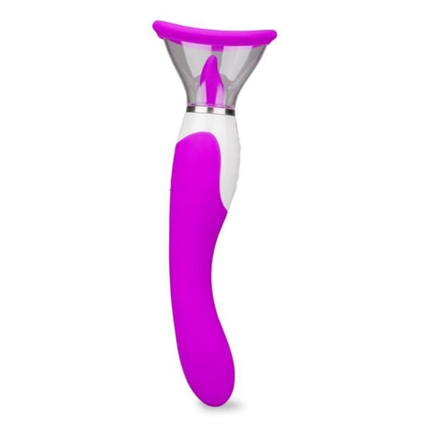 Vulvapump med tunga och vibrator Torch - Lila