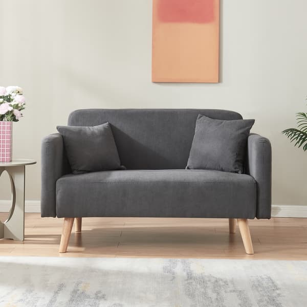 Soffa Midt 2-sits 132x70x80,5 cm grå [en.casa]