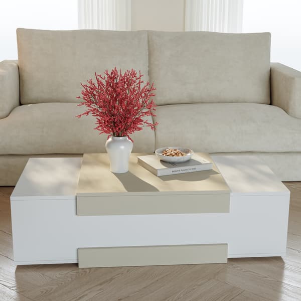 Soffbord Eljak 110x57x31 cm vit/sandfärg [en.casa]