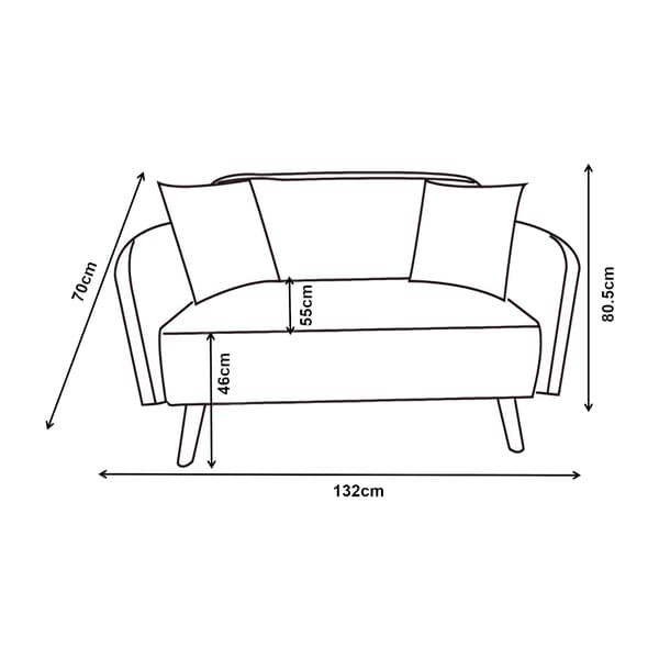 Soffa Midt 2-sits 132x70x80,5 cm blå [en.casa]