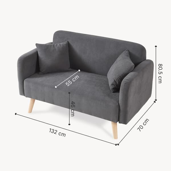 Soffa Midt 2-sits 132x70x80,5 cm grå [en.casa]