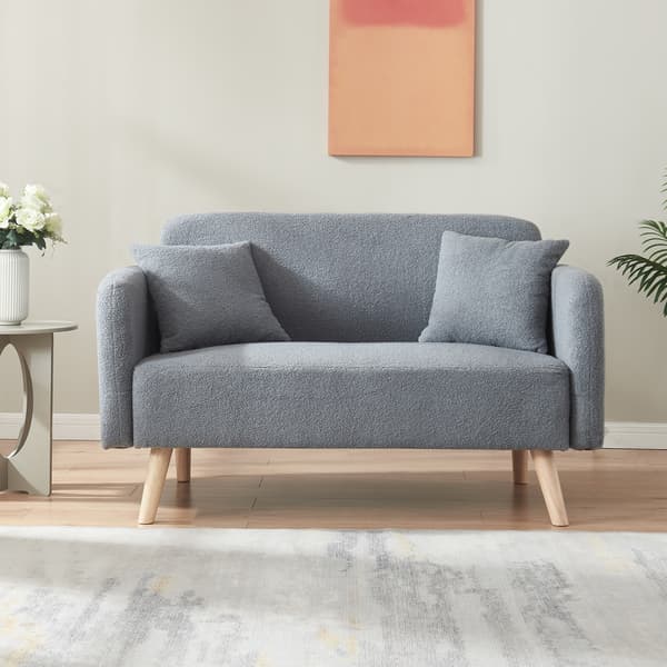 Soffa Midt 2-sits 132x70x80,5 cm grå bouclé [en.casa]