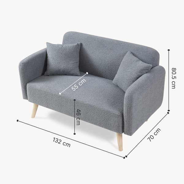Soffa Midt 2-sits 132x70x80,5 cm grå bouclé [en.casa]