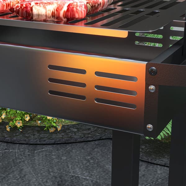 Kulgrill, 118x32x90 cm, Sort, Rustfrit Stål
