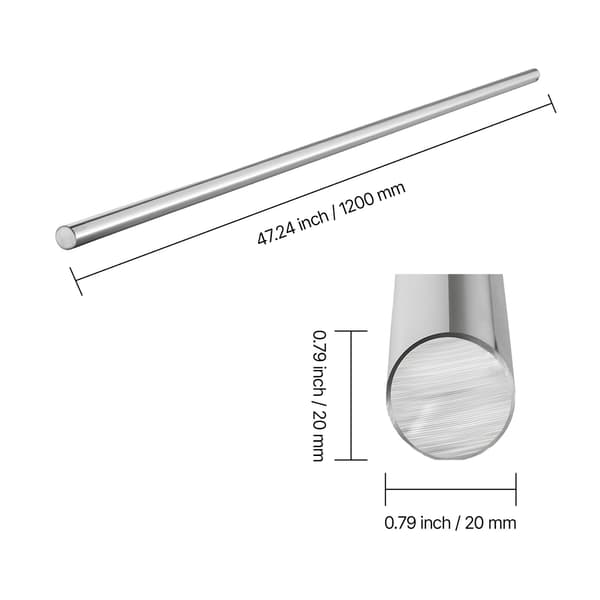 Linjärrörelse-stav, 20x1200 mm, kolstål, hög precision
