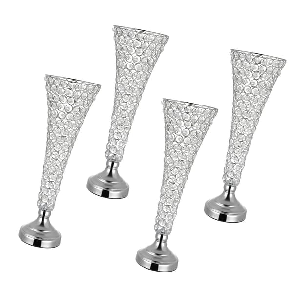 Blomvas 51x17 cm Silver Kristall Stål