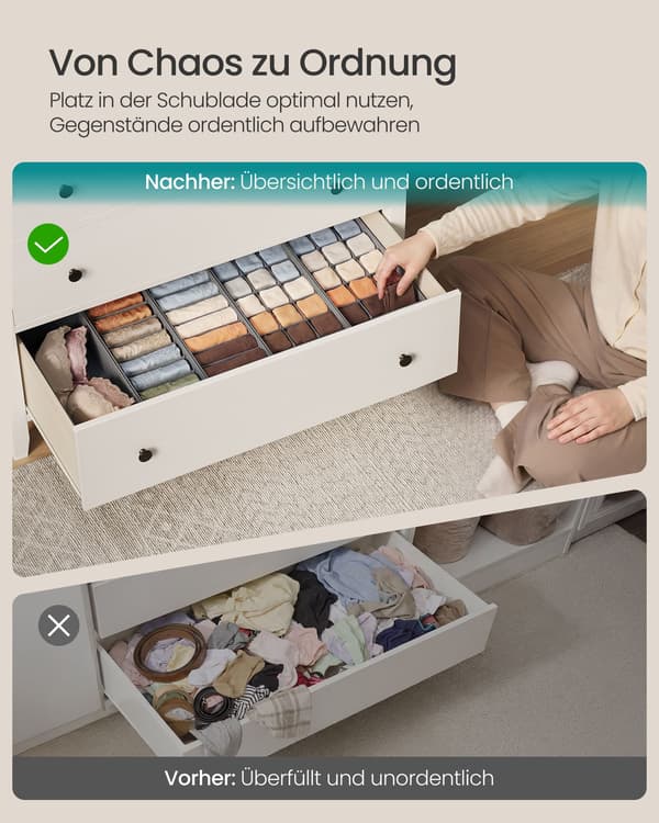 Foldbare skuffeorganisatorer, opbevaringsbokse sæt med 5