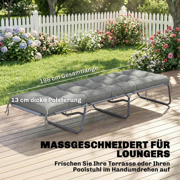 Sittdyna 198x65x13 cm Ljusgrå Polyester