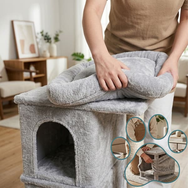 Kattetræ med 2 huler og seng, Kodustaar