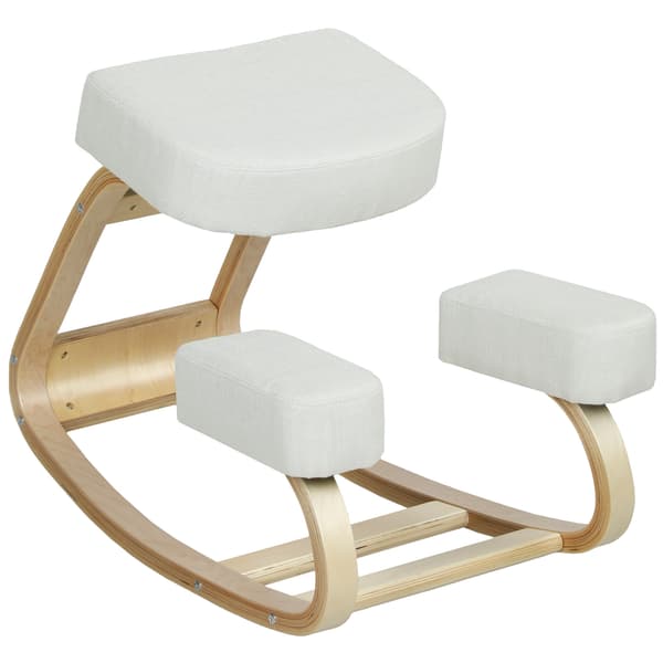 Ergonomisk knästol i björkträ, krämvit