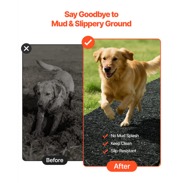 Mulchmåtte 244x61x1,3 cm Sort Genbrugt Gummi