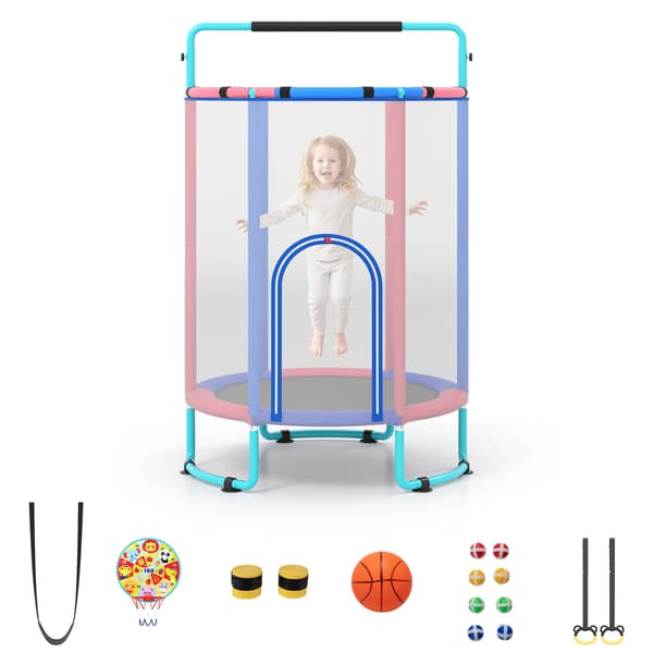 Børnetrampolin 6-i-1 140x140x214 cm lilla